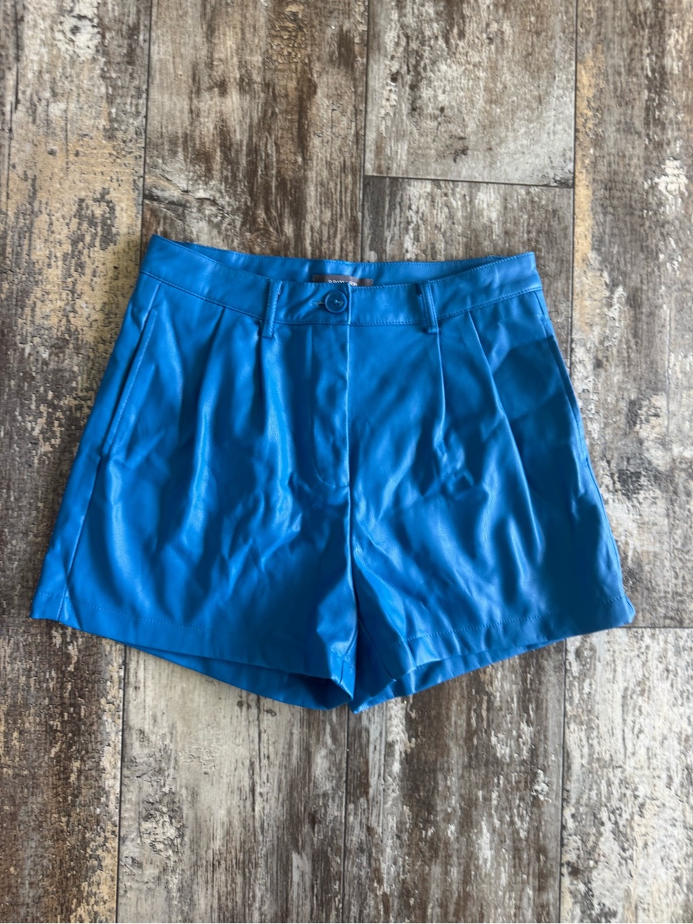2 for $15 sale: Primark turquoise blue faux leather shorts - 6
